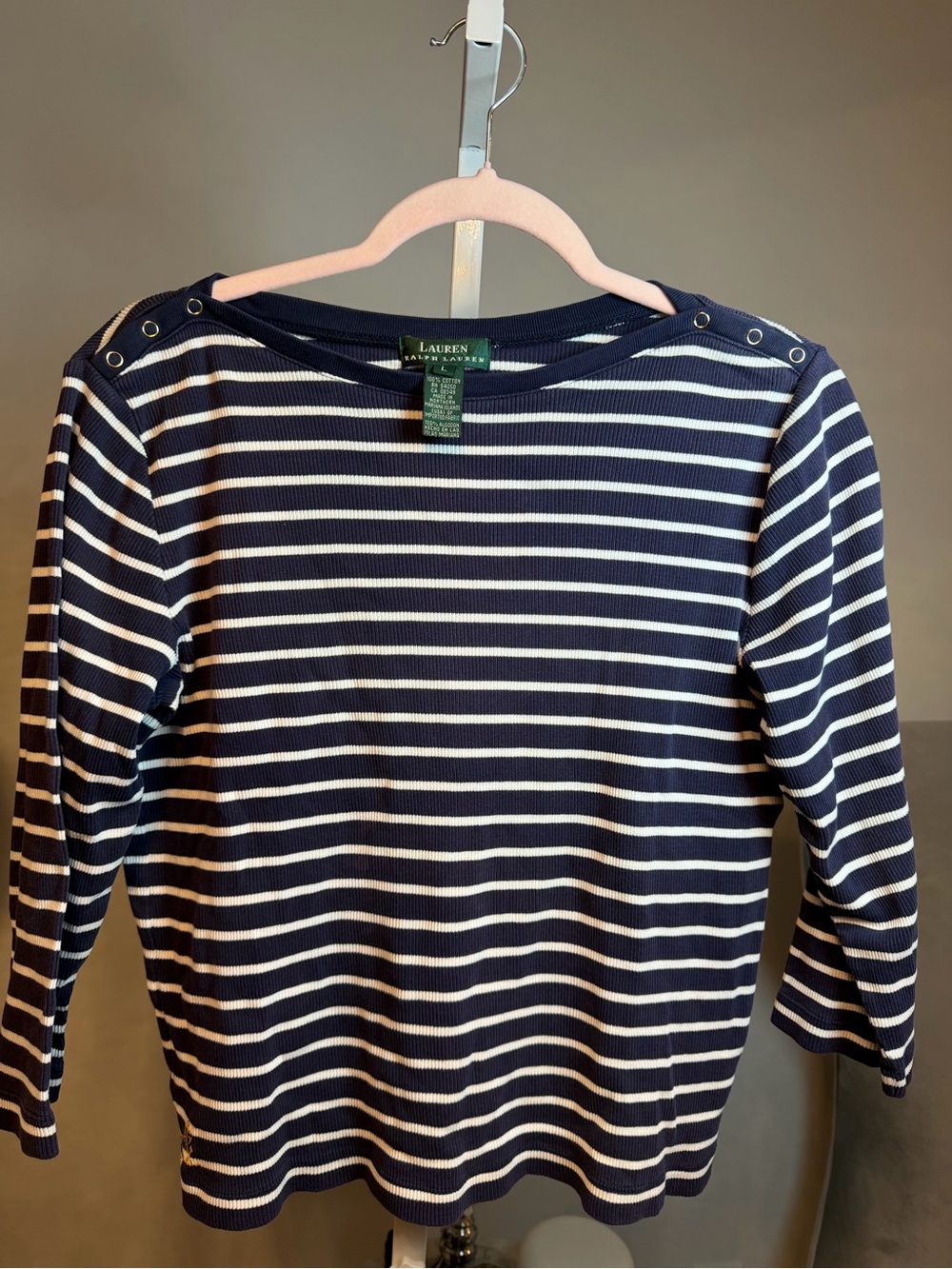 Ralph Lauren Navy & White Striped Long-Sleeve Kids Top